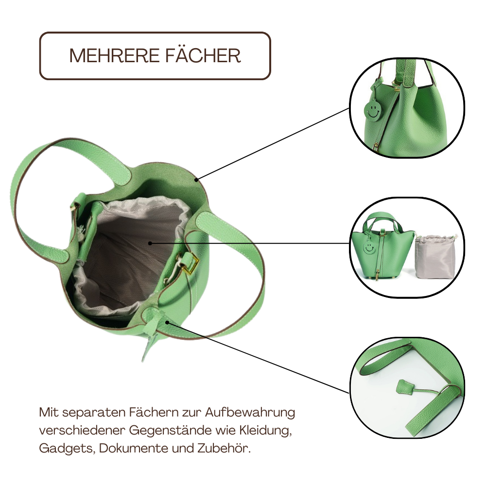 BERK | Minimalistische Bucket Bag aus gepechtem Leder