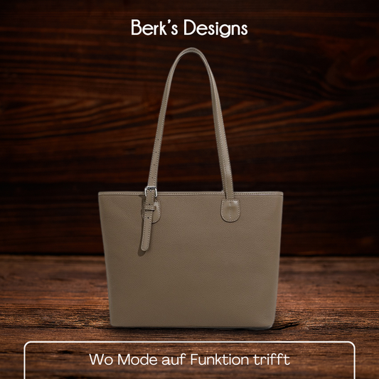 BERK | Tote Tasche aus weichem, genarbtem Leder mit großem Fassungsvermögen