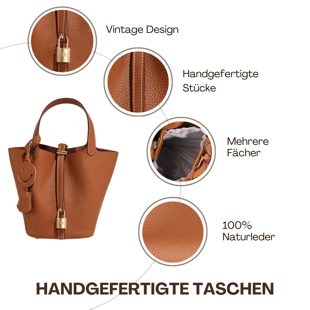 BERK | Minimalistische Bucket Bag aus gepechtem Leder